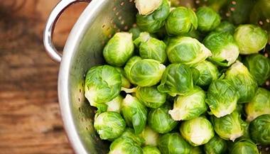 Brussels sprouts in a colander