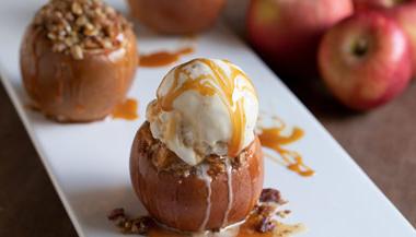 Healthy apples with ice cream