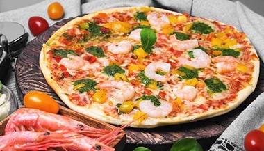 pizza with shrimp topping
